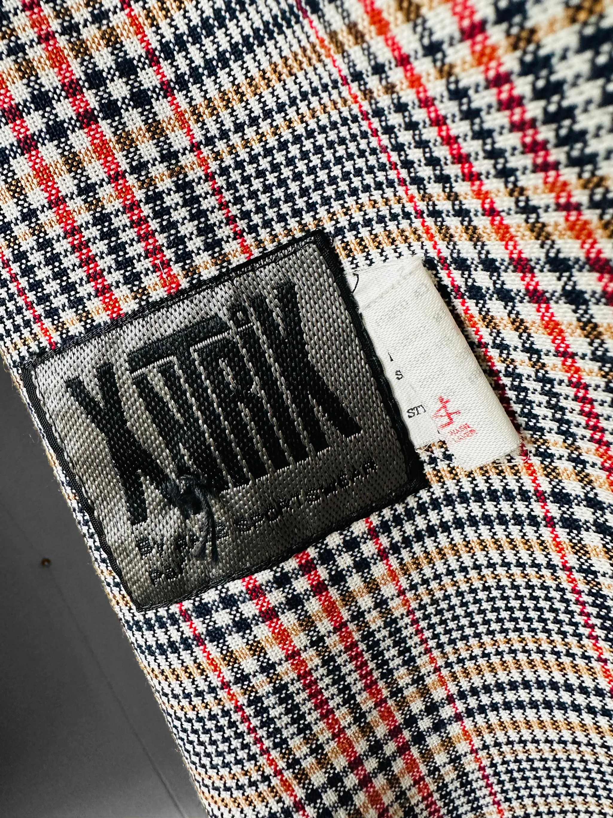 1980s Navy and Red Plaid Wool Double-Breasted Blazer Jacket - Sz. S/M