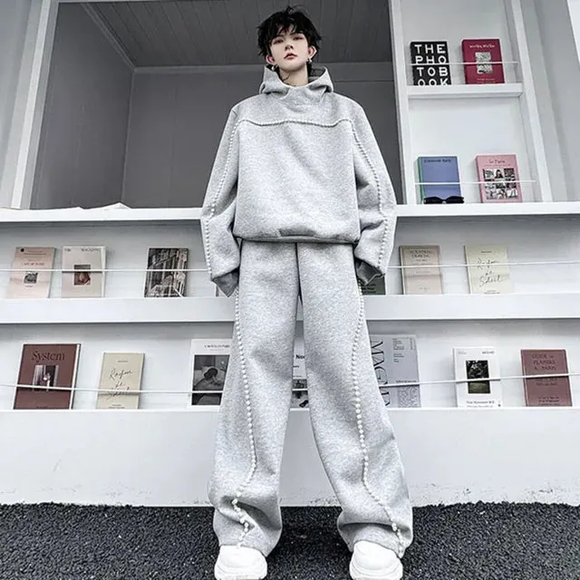 Beads Decor Hooded Pants Set