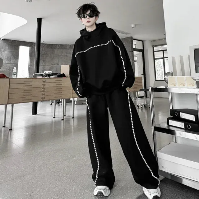 Beads Decor Hooded Pants Set