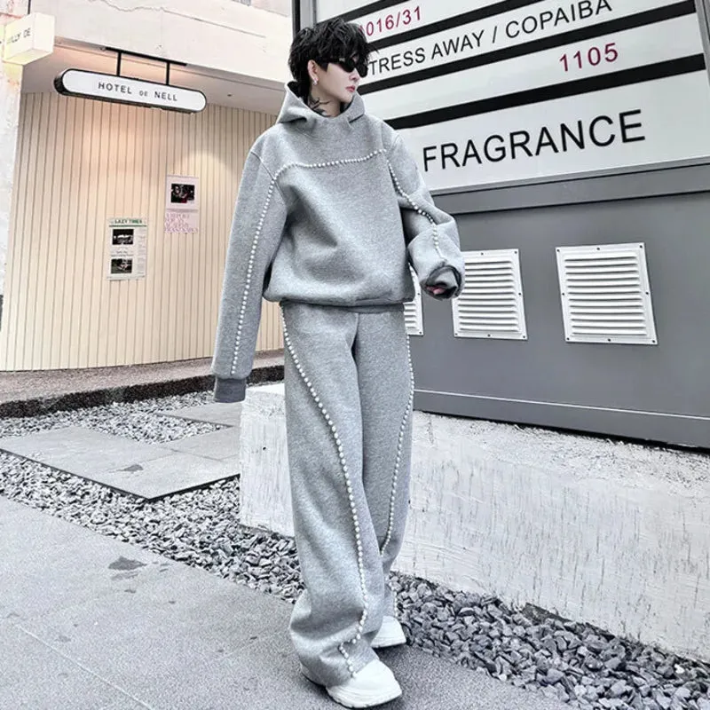 Beads Decor Hooded Pants Set