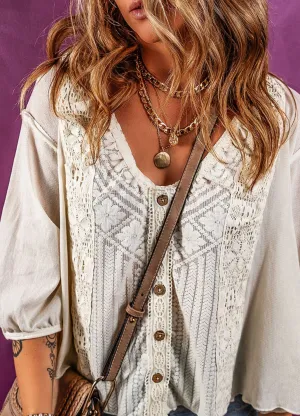 Boho White Mesh Top