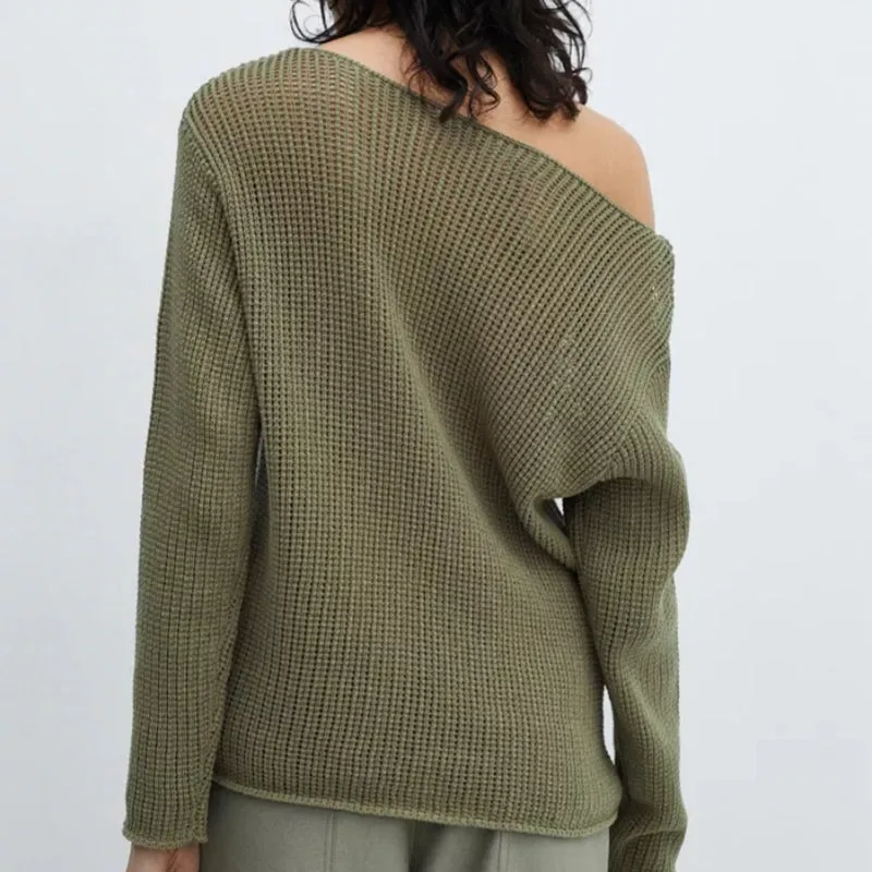 Custom Wool Blend Hollow Out Long Sleeve Pullover Women’s Knitted Sweater