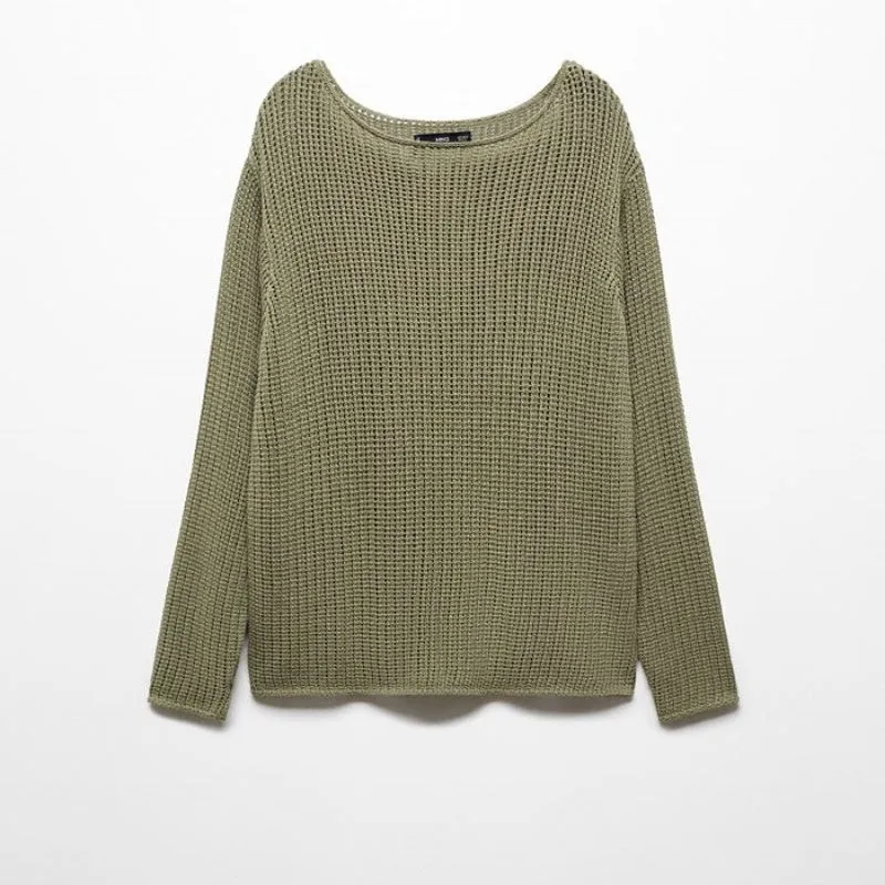 Custom Wool Blend Hollow Out Long Sleeve Pullover Women’s Knitted Sweater