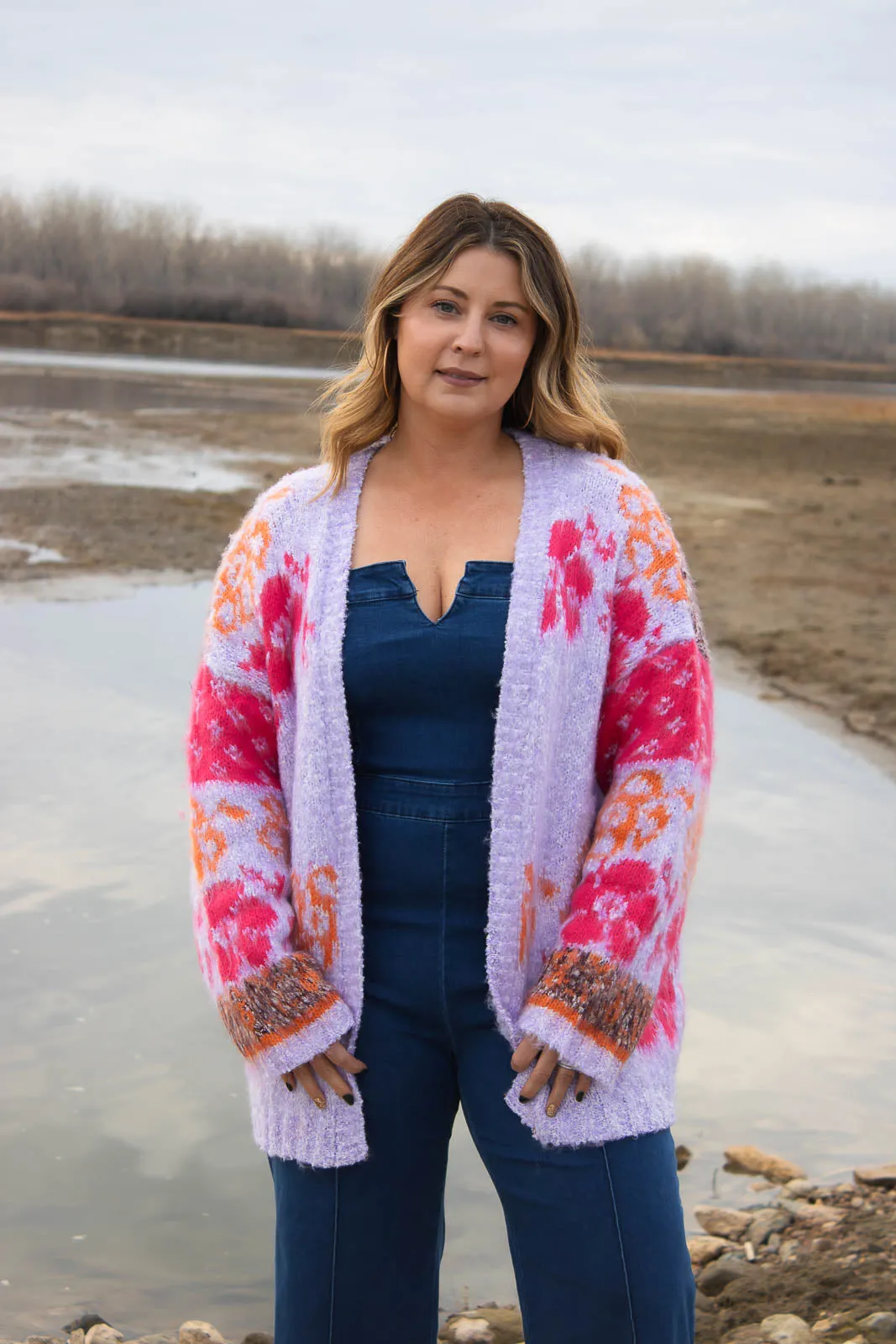 Kaydee Lavender & Pink Floral Cardigan