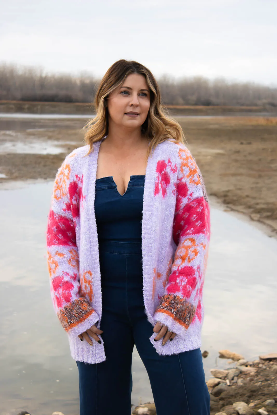 Kaydee Lavender & Pink Floral Cardigan
