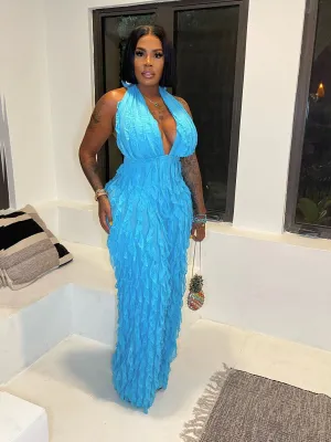 Oceanic Luxe Bandeau High Waist Jumpsuit - Serene Sky Blue