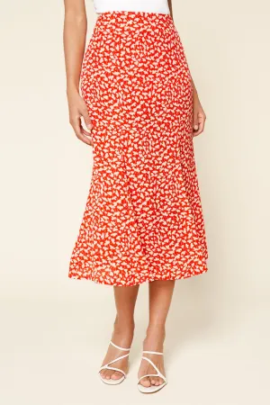 Pretty Fresh Floral Print Midi Skirt