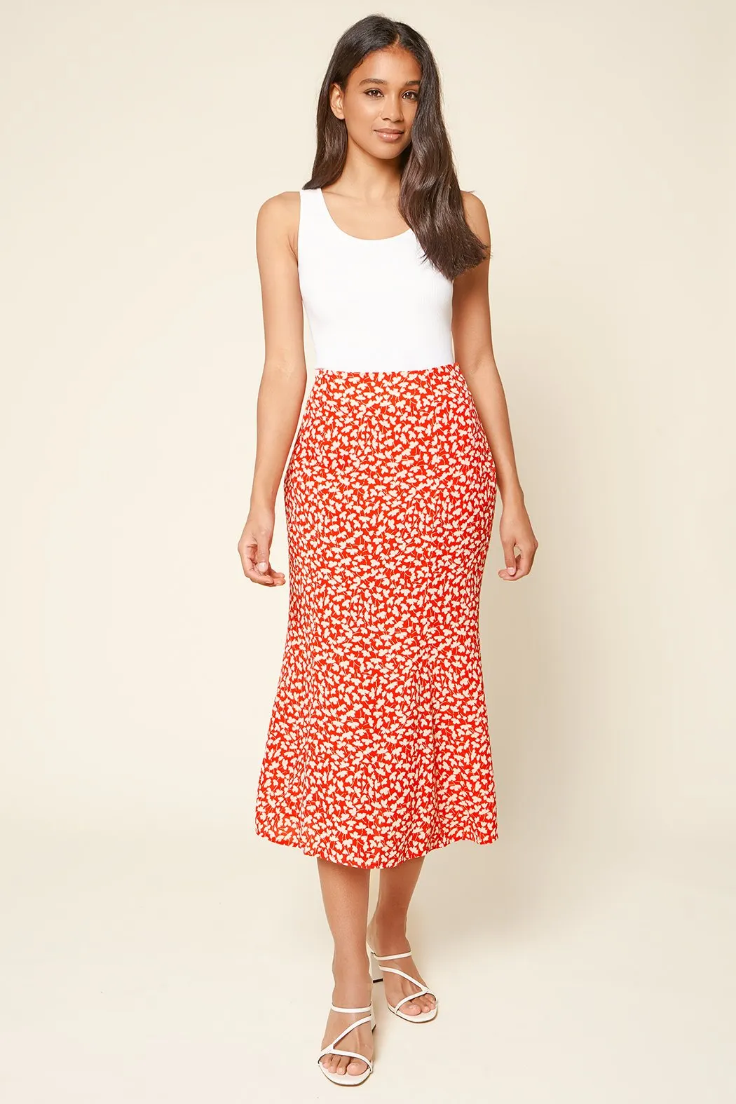 Pretty Fresh Floral Print Midi Skirt