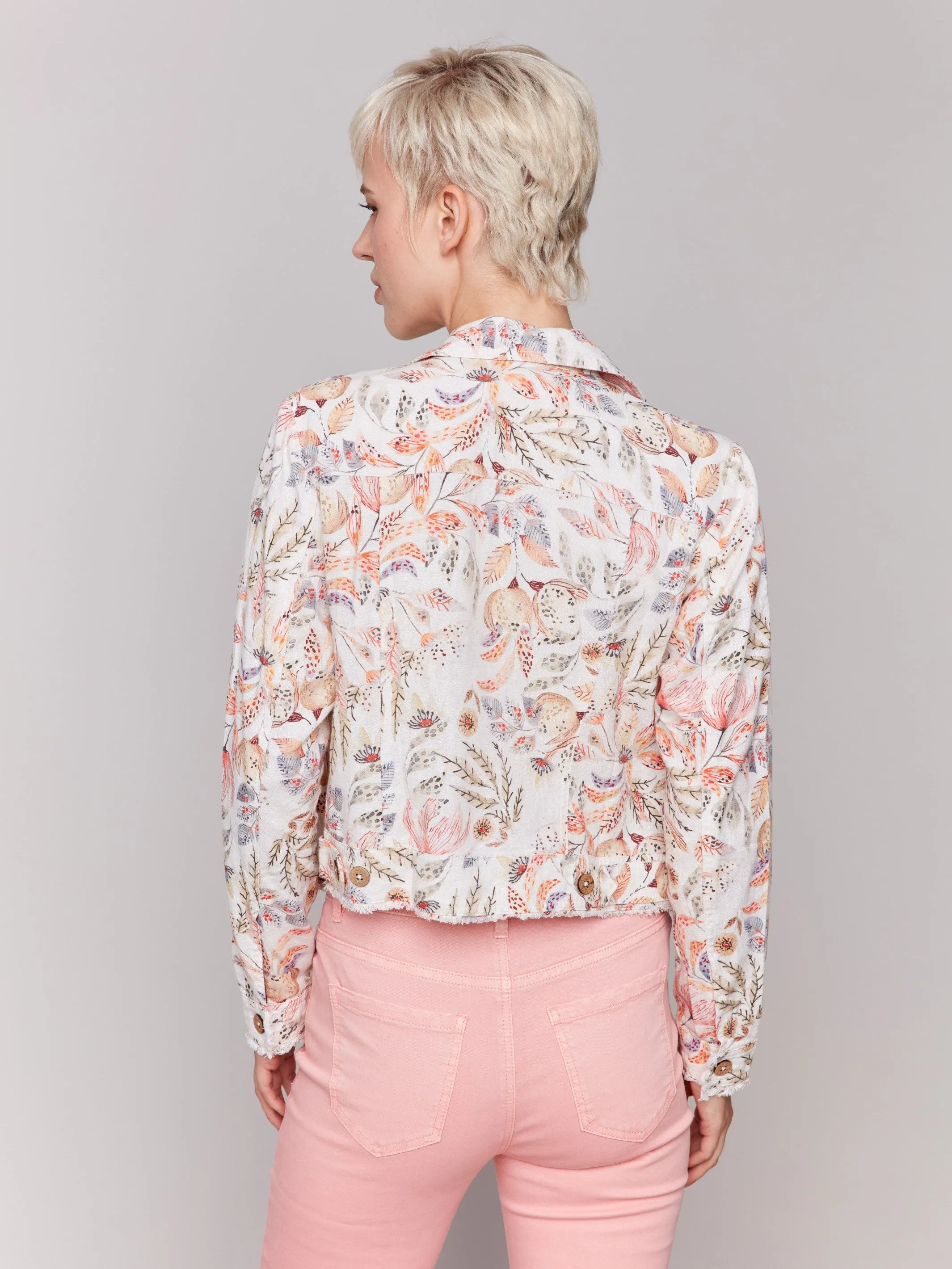 Printed Linen Blend Jacket - Tropical