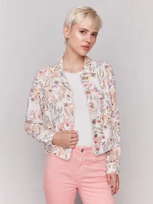 Printed Linen Blend Jacket - Tropical
