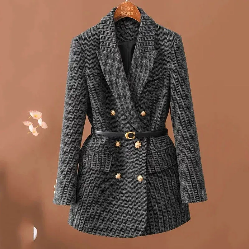 Vintage Woolen Belted Jacket