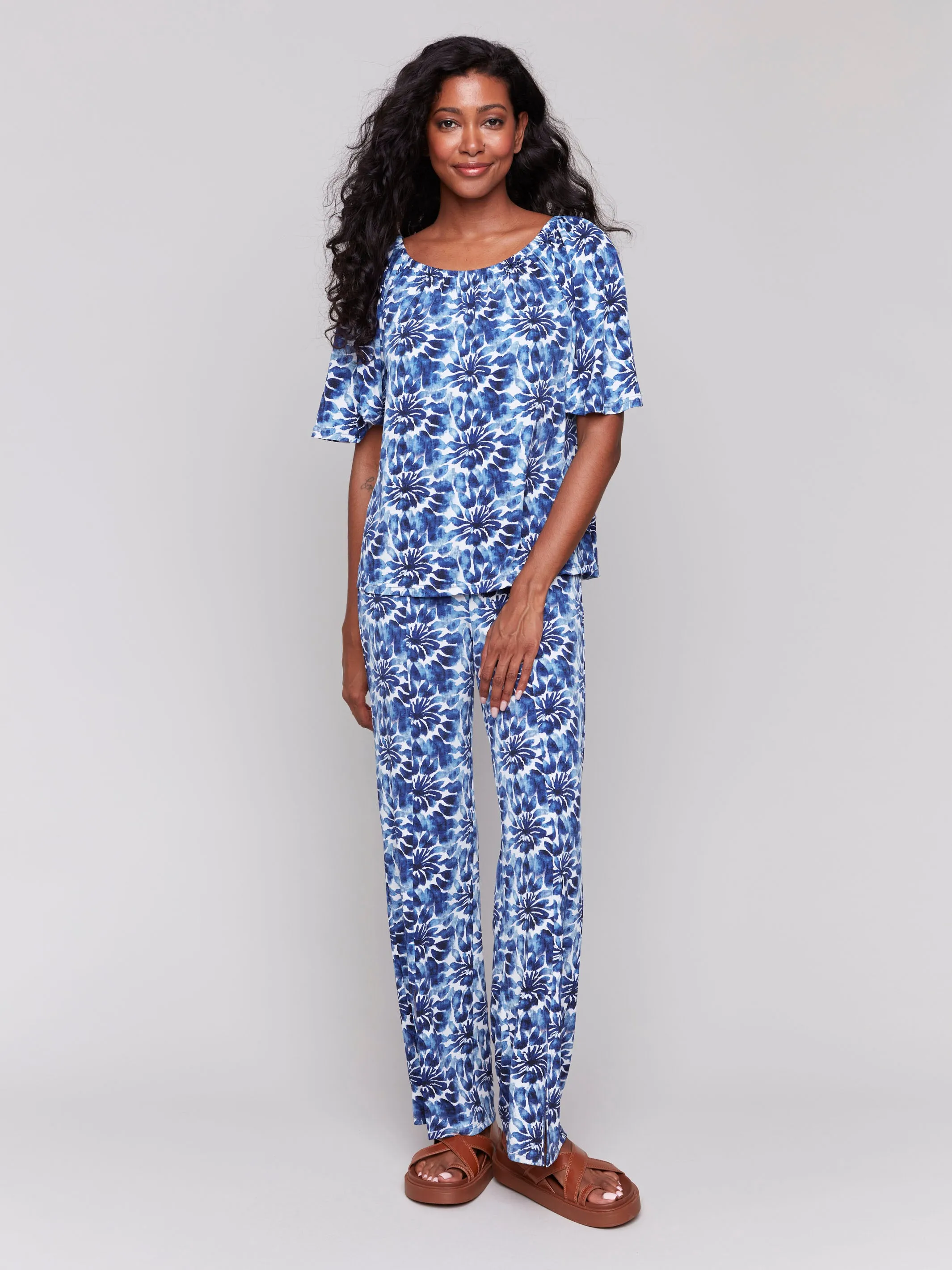 Wide Leg Pants with Front Slits - Lily