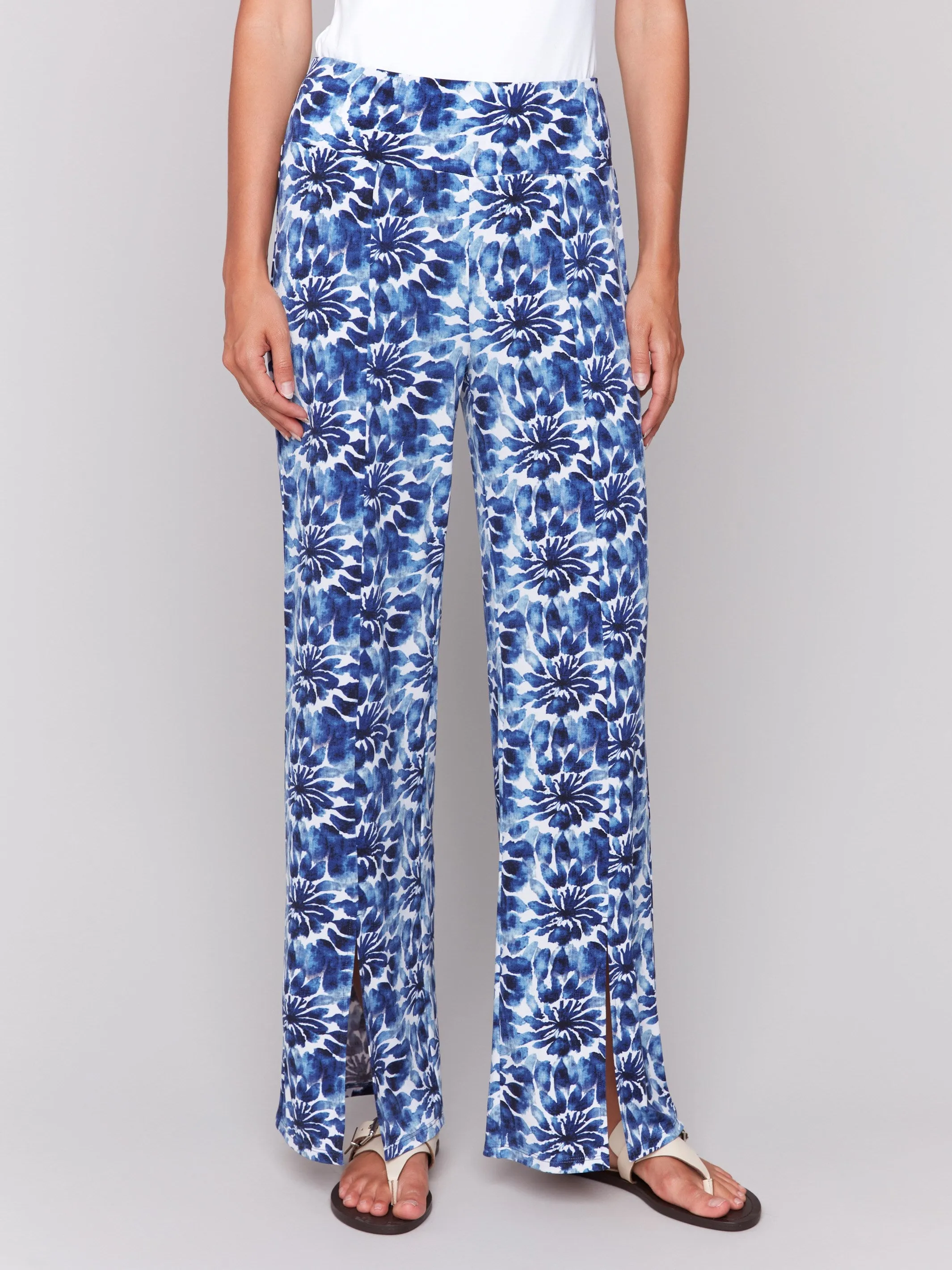 Wide Leg Pants with Front Slits - Lily