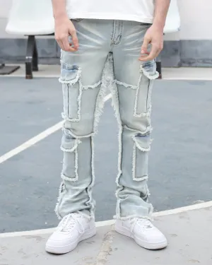 Workwear Stacked Jeans with Tassel Accents-Mexico Local Delivery